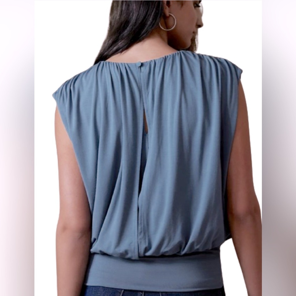 Banana Republic Women's Sky Slate Shirred Top - Picture 4 of 12